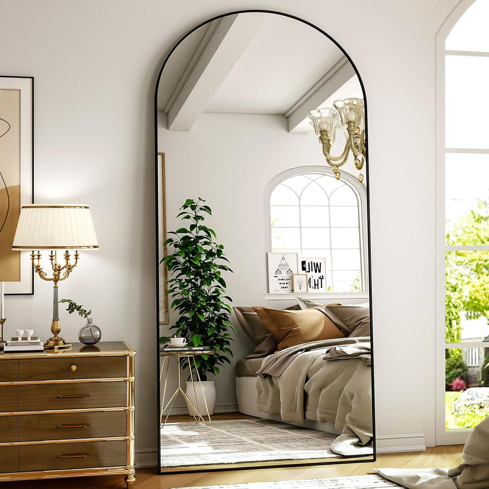 Arched Full Length Mirror 71"x26" Leaning Hanging Decor Black