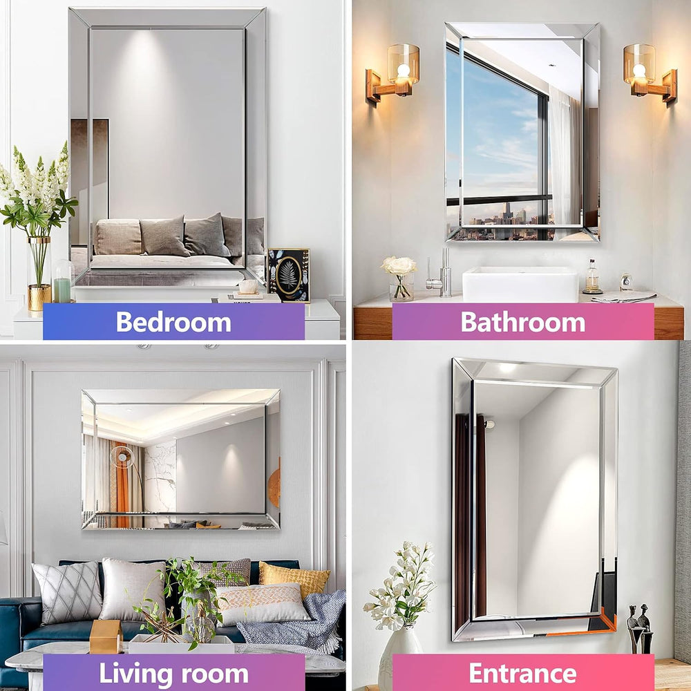 Pregaspor Wall Mirror for Bathroom, 24" x 36" Rectangular Frameless...