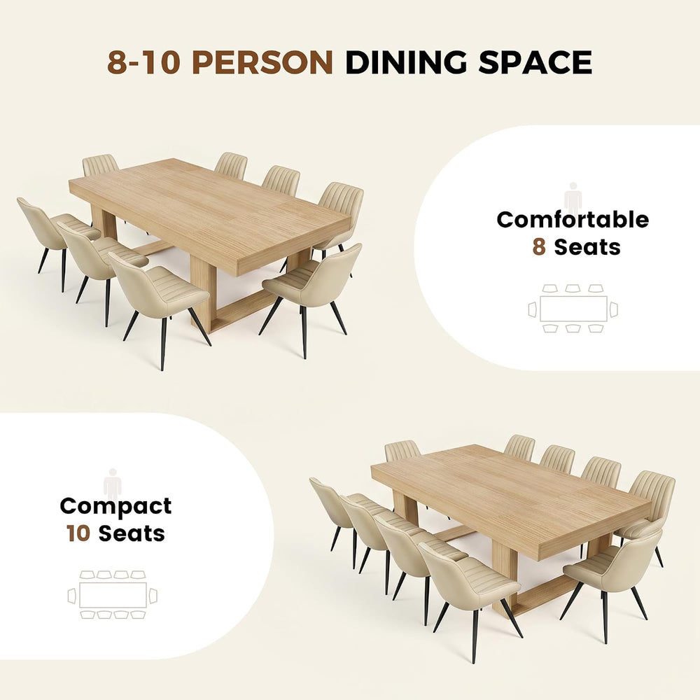 Miereirl 9-Piece Modern Farmhouse Dining Table Set, 86.6" x 47.2" S...