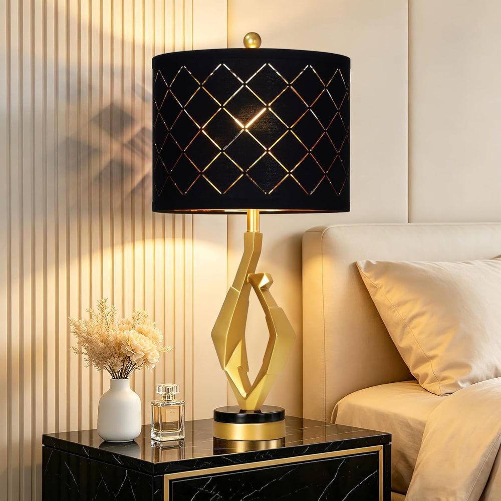 CINSARY 30" Tall Black and Gold Table Lamp for Living Room Bedroom Single