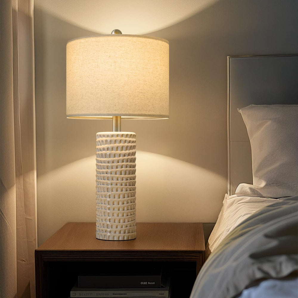 PORTRES 24" Farmhouse Ceramic Table Lamps Set of 2 for Bedroom Living Room