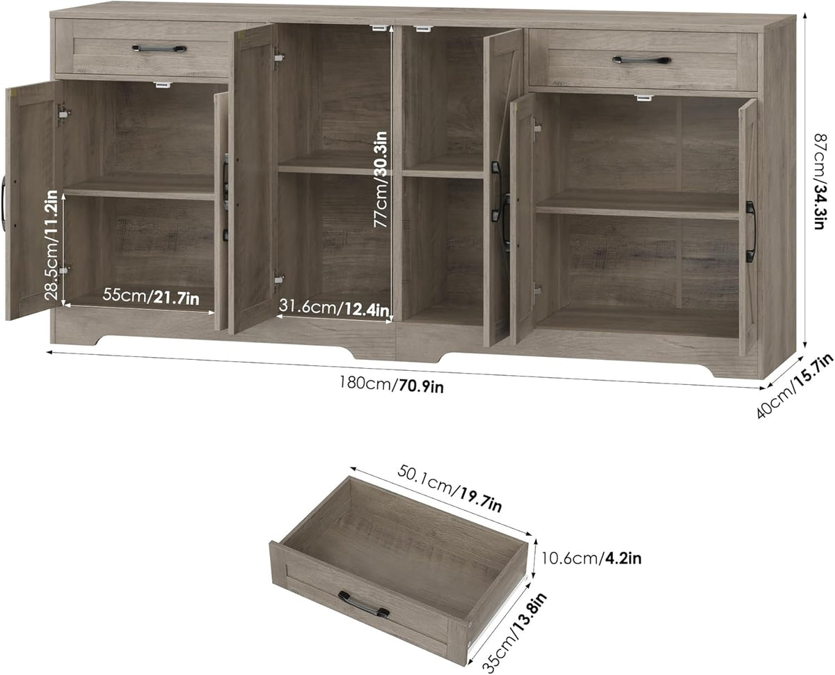 BOTLOG 71” Large Sideboard Buffet Cabinet with Storage