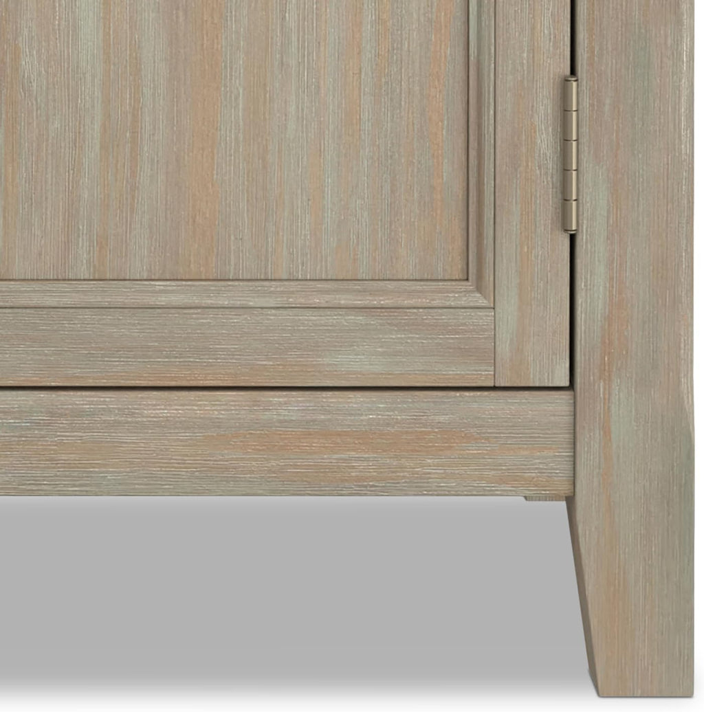 SIMPLIHOME Burlington 30" Wide Solid Wood Cabinet in Distressed Grey