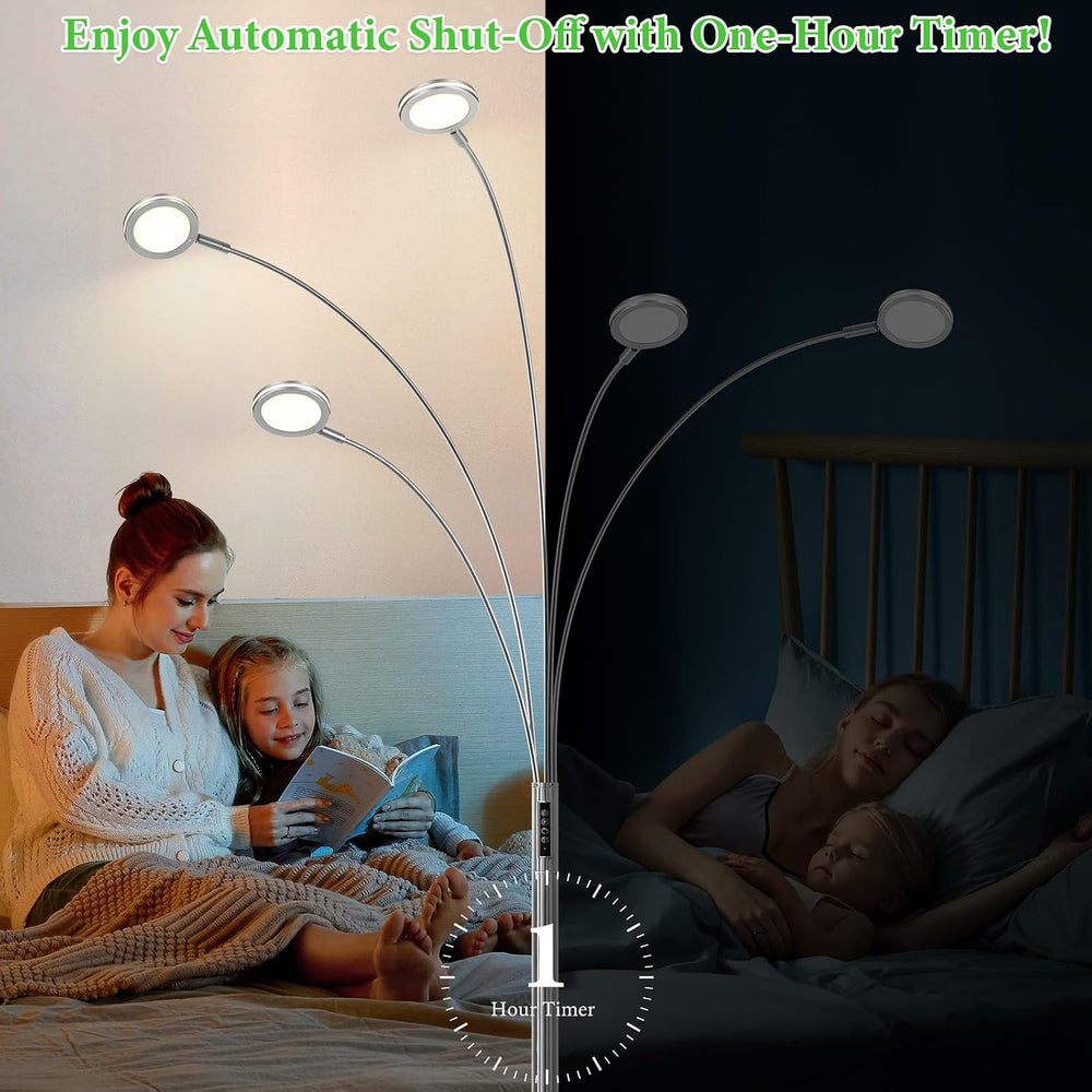 Bairth LED Arc Floor Lamp with Remote,2250LM Dimmable Floor Lamp with Timer