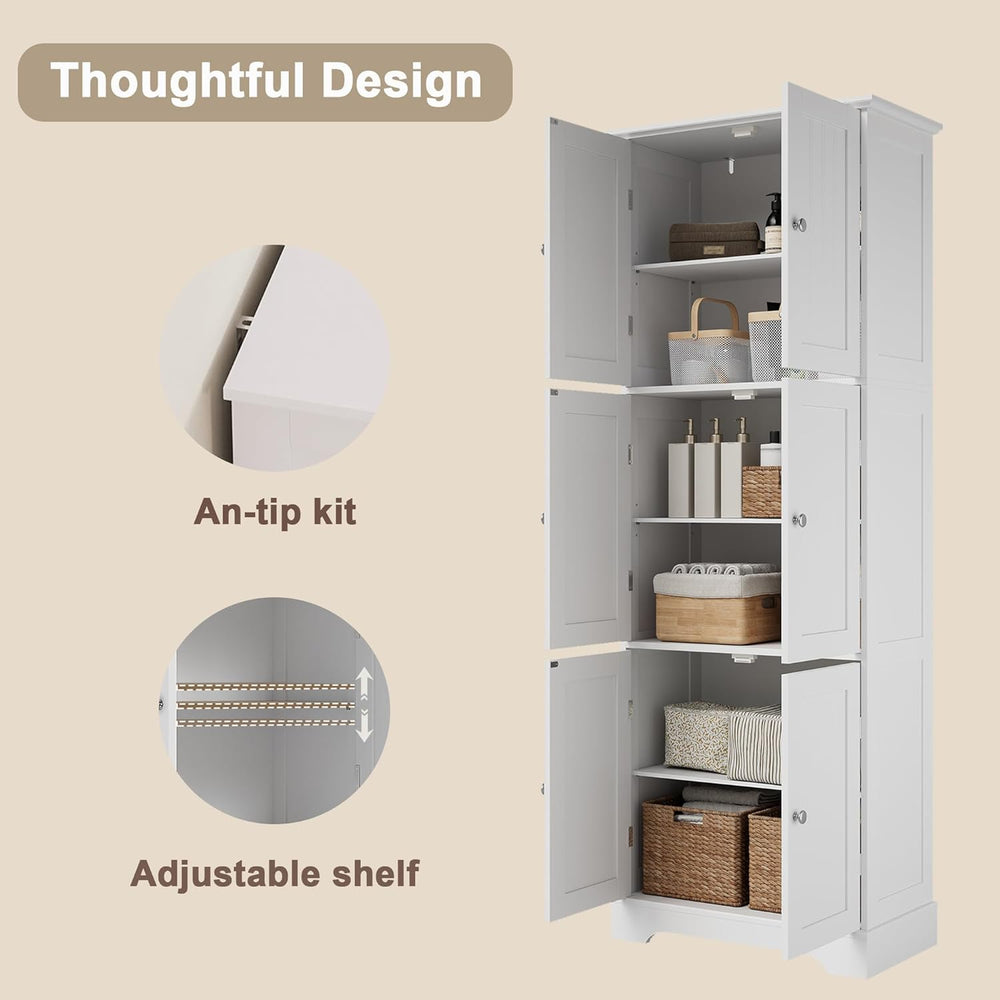 ChooChoo 63.2" Tall Bathroom Storage Cabinet with 6 Doors, Pantry Cabinet