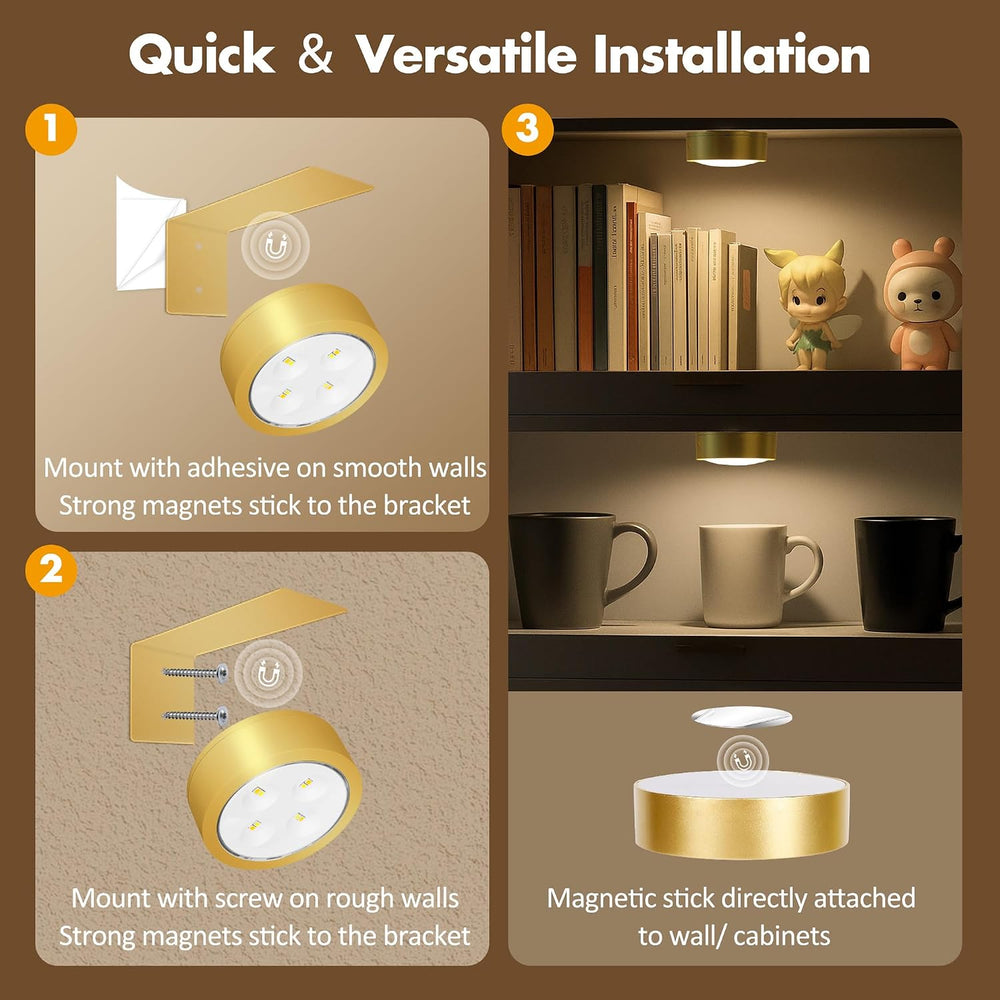 Picture Lights for Wall, Wireless Poster Lights Battery Operated, Gold