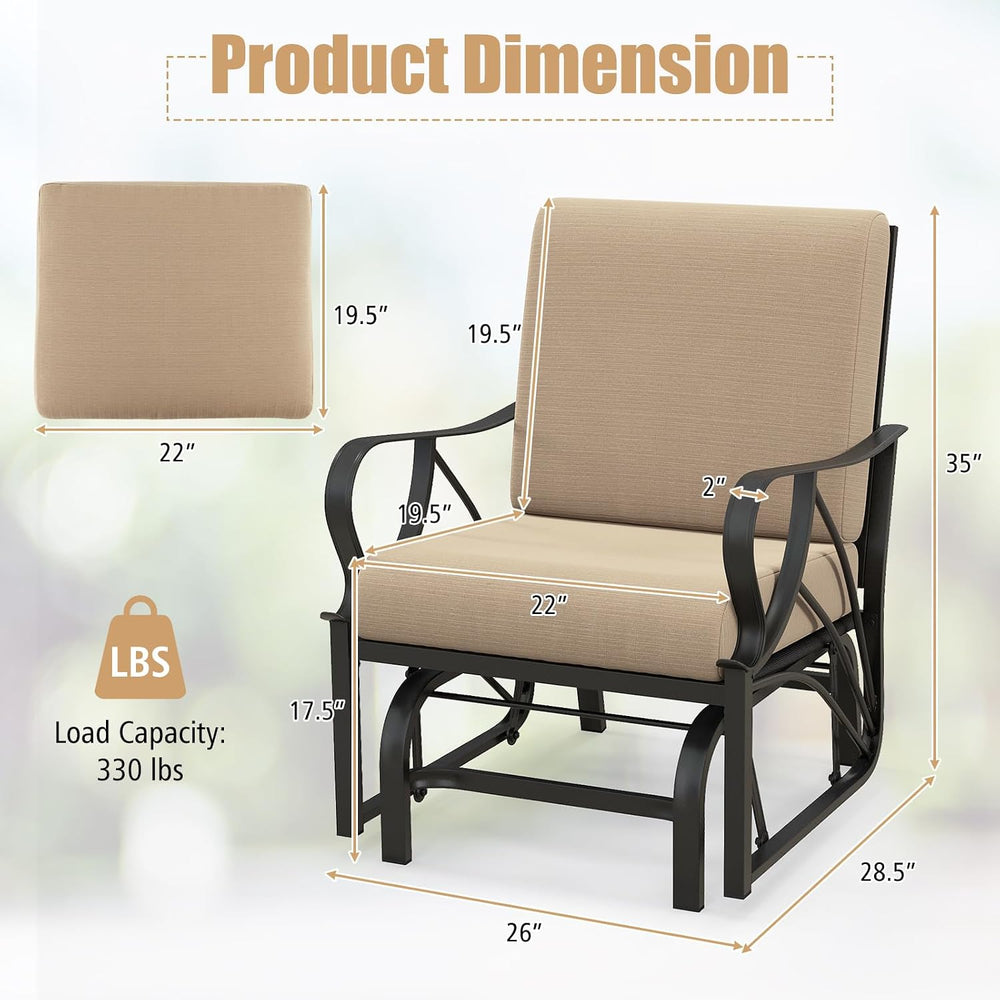 GIANTEX Patio Glider, Outdoor Rocking Chair with Thick Cushion