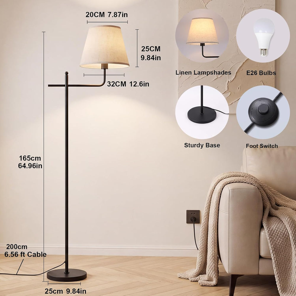 Black Standing Lamps for Living Room,3 Color Temperatures Bulb