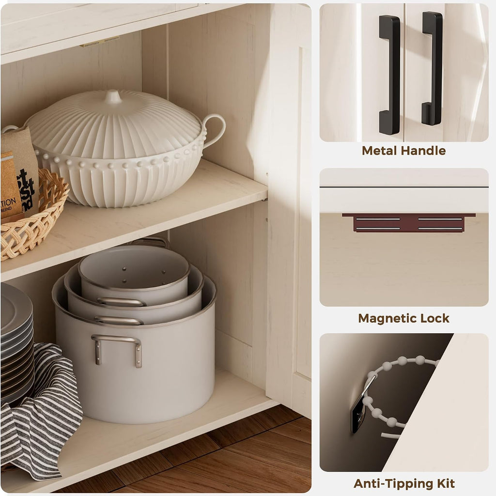 Homhedy Coffee Bar Storage Cabinet with Drawers, Kitchen Buffet Cabinet