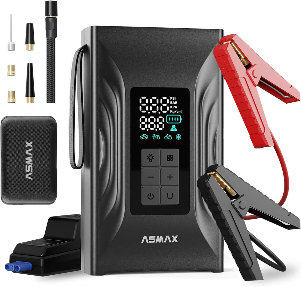 ASMAX T20 7-in-1 Jump Starter with Air Compressor, 3000A Portable Jump Box