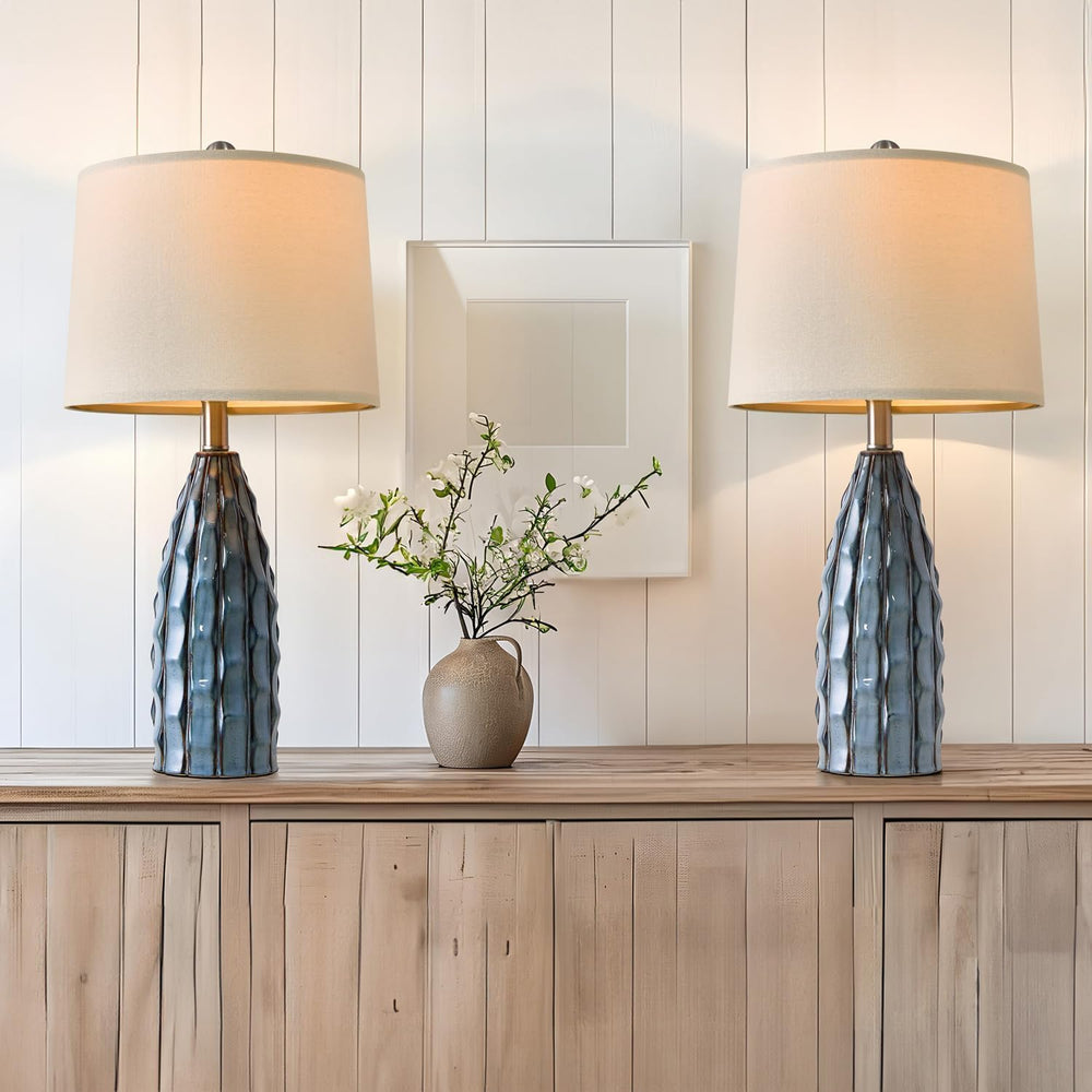 USumkky Ceramic Table Lamps Set of 2, 23.75" Modern Farmhouse Bedside La...