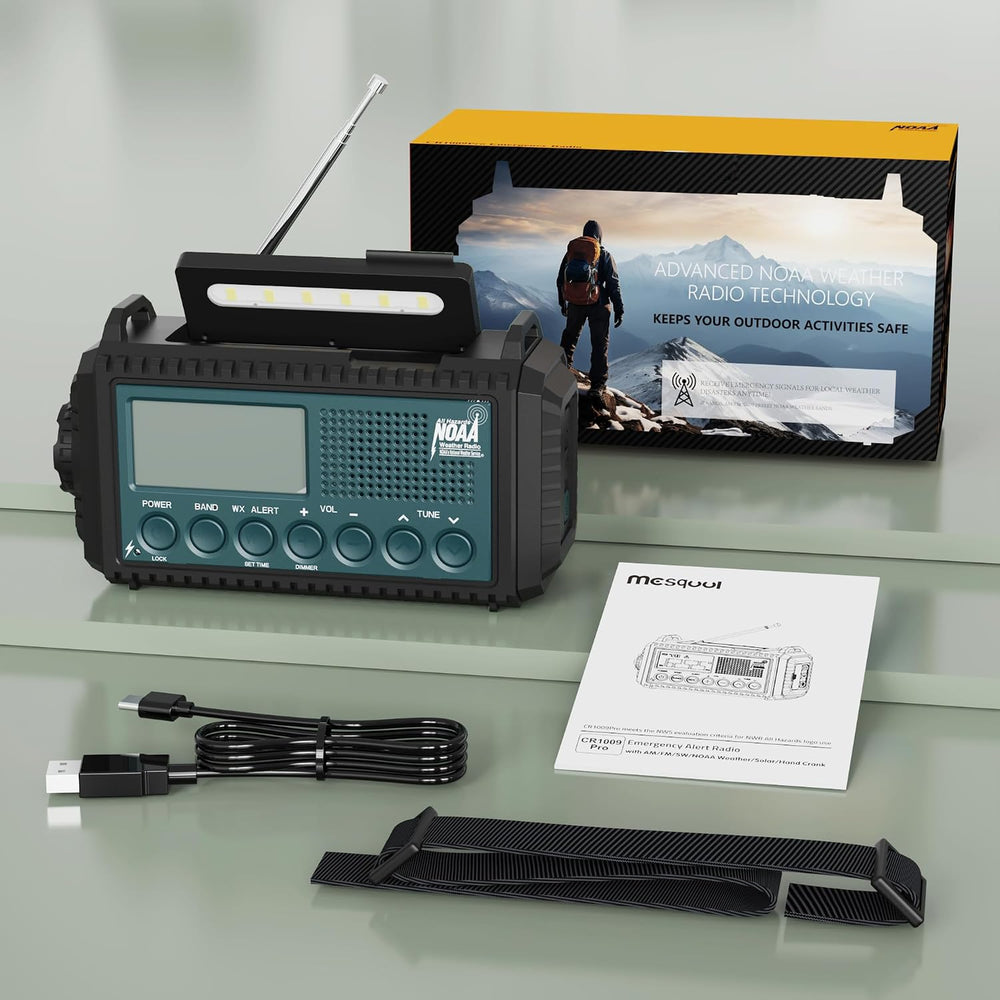 Emergency Weather Radio NOAA/AM/FM/SW, 5 Ways Powered Solar Hand Crank