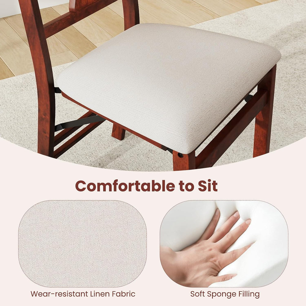 GIANTEX Folding Dining Chairs Set of 4, Upholstered Dining Chairs with Comfy ...