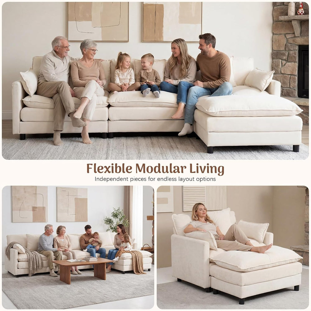 Redlife Modular Single Seat Sofa with Ottoman, Chenille Accent Chair
