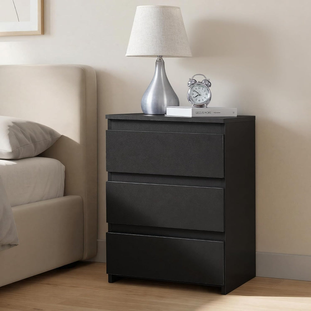 Yaheetech Small Nightstand with 3 Drawers, Bedroom Storage Dresser, Black
