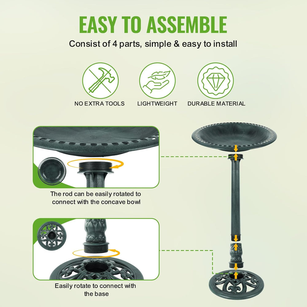 Backyard Expressions Outdoor Garden Bird Bath - Green - Weather Resistant Pol...