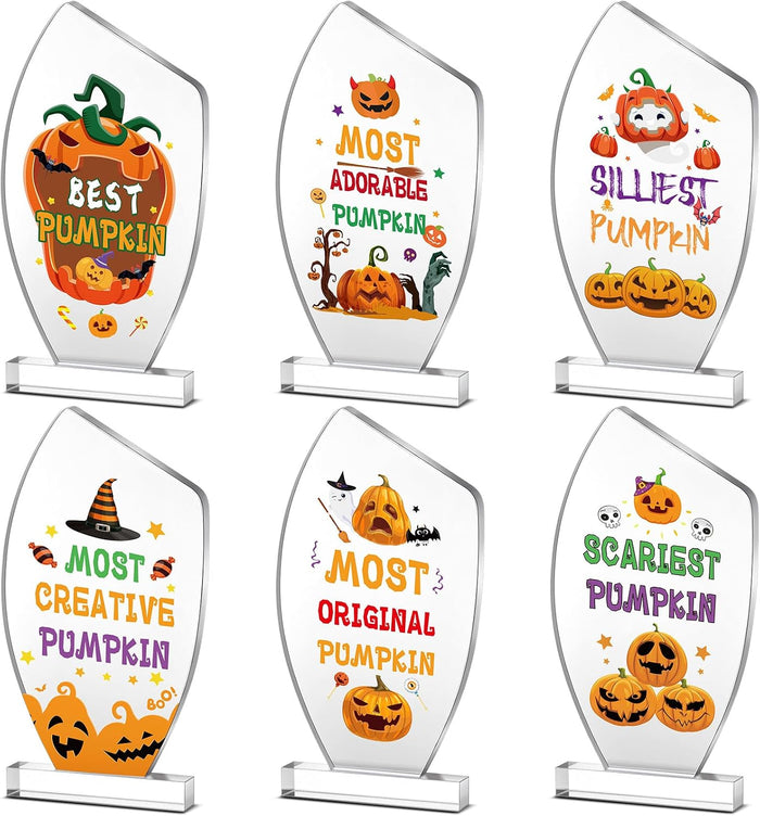 Pinkunn 6 Pcs 7.3'' Acrylic Halloween Trophy Awards