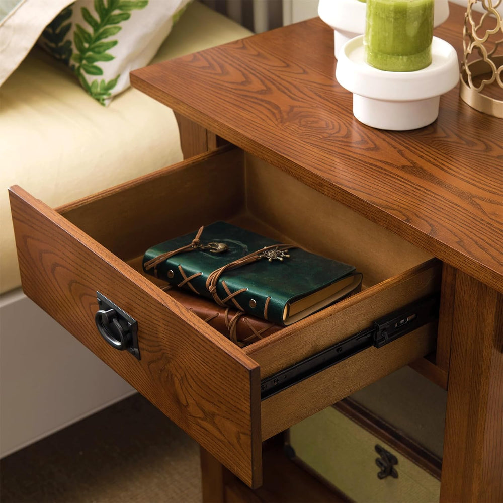 Leick Home Mission Impeccable Nightstand Side Table, 24", Medium Oak