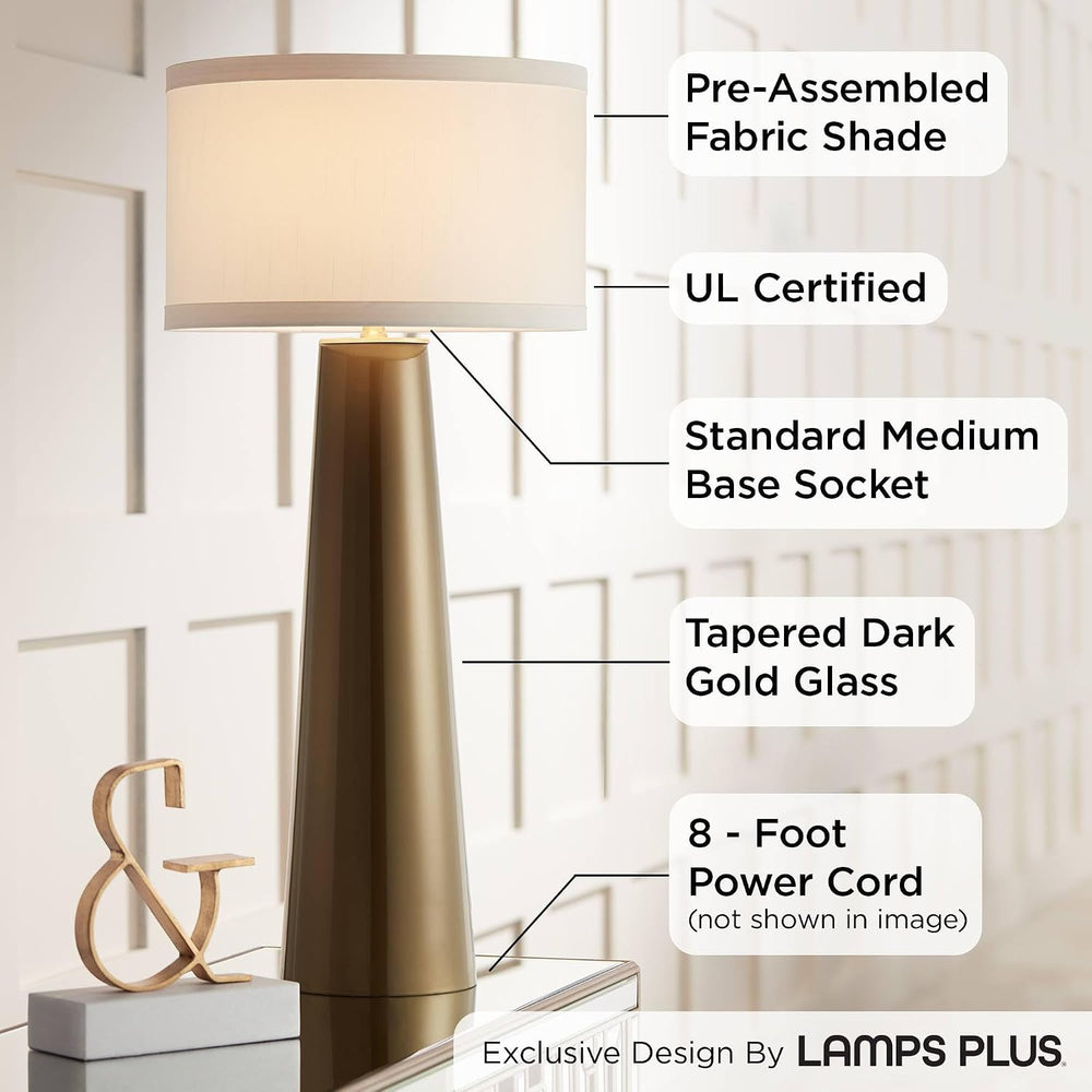 Possini Euro Design Karen 36" Large Table Lamp Dark Gold Glass Modern