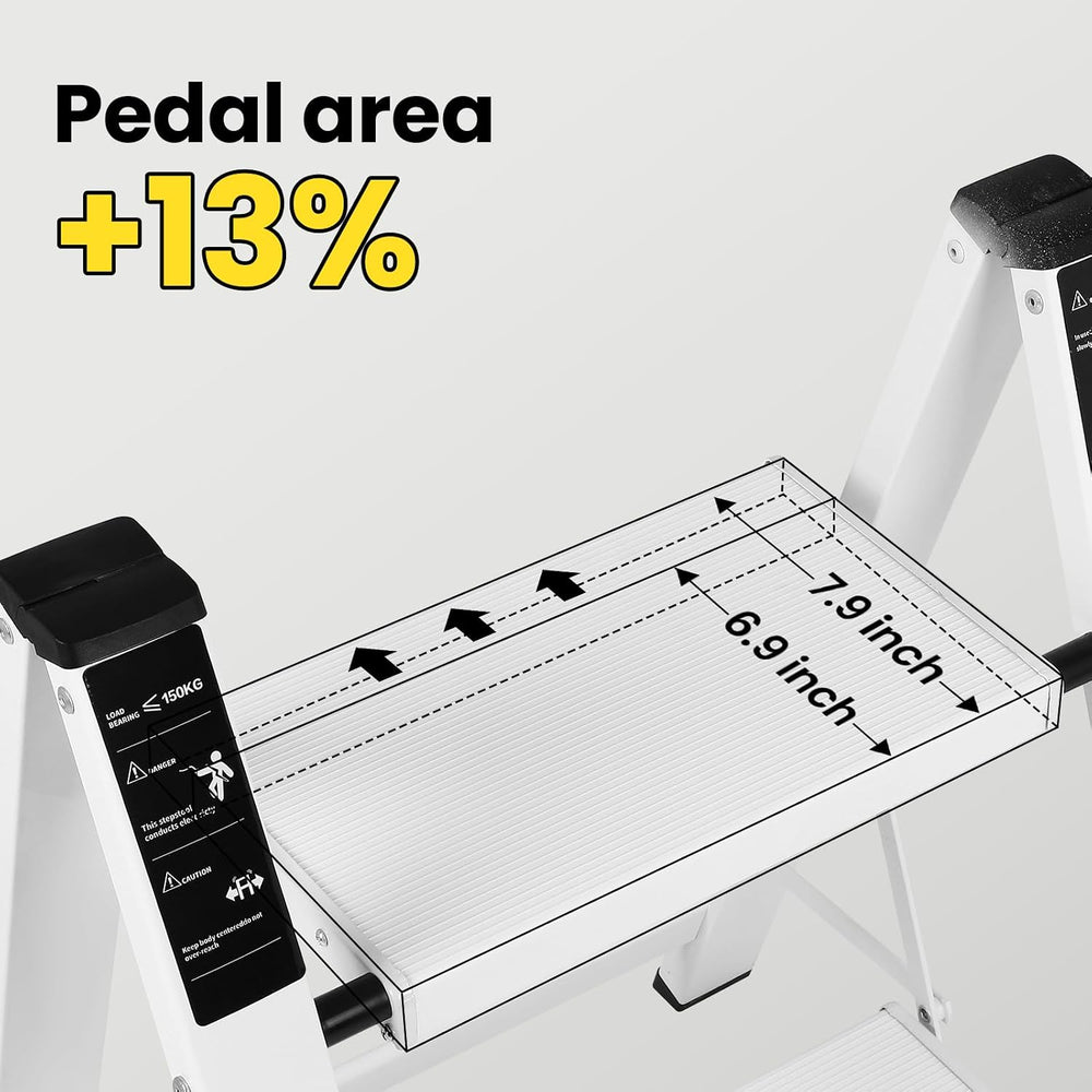 FAHKNS 4 Step Ladder, Aluminum Folding Step Stool with Anti-Slip Sturdy and W...
