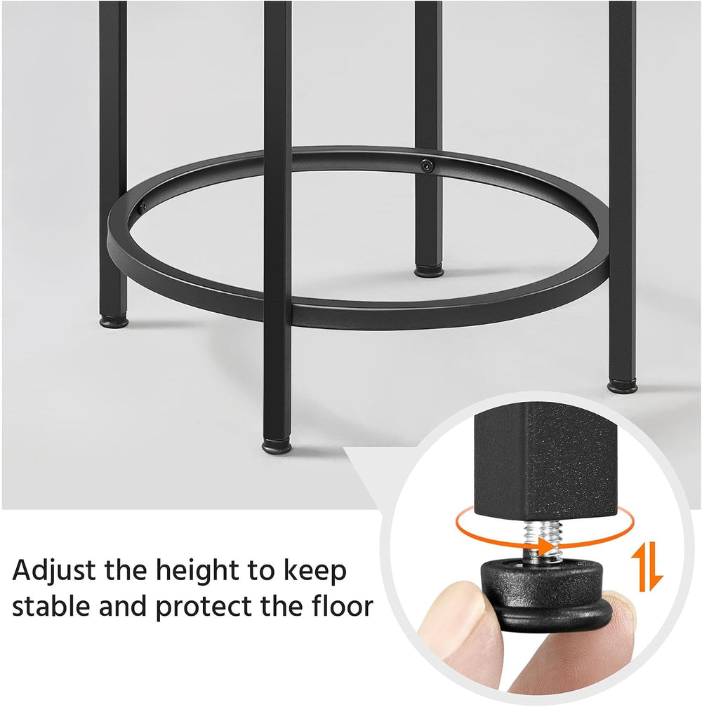 Yaheetech 16'' Round Glass End Tables Set of 2, Black Metal Open-Fram...