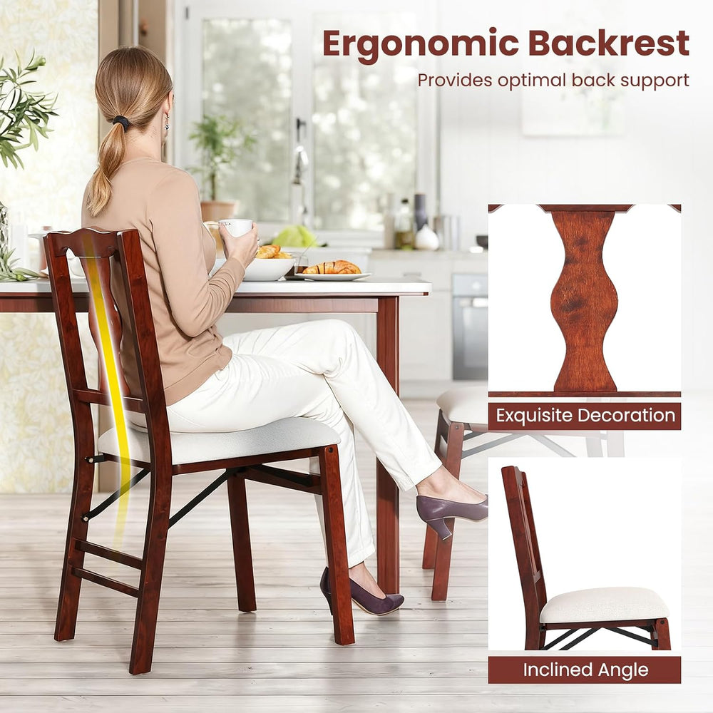 GIANTEX Folding Dining Chairs Set of 4, Upholstered Dining Chairs with Comfy ...
