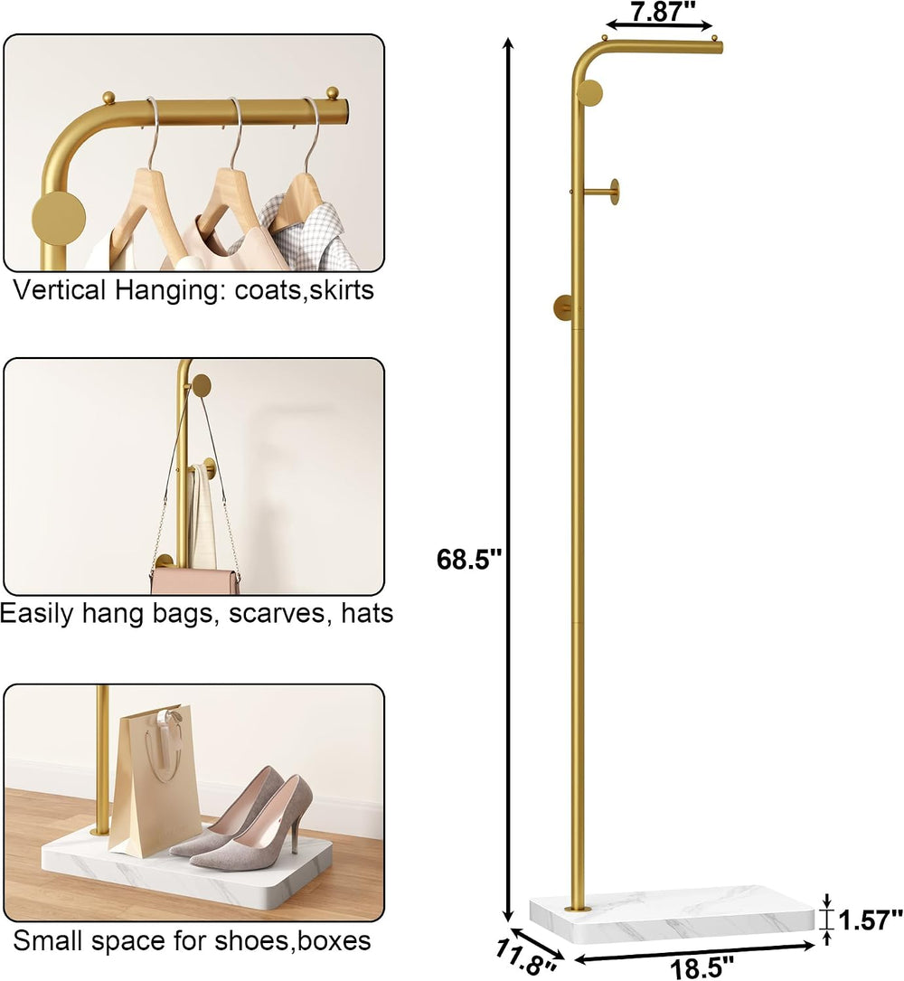 HOMEFORT Metal Coat Rack, Modern Coat Tree with 3 Hooks, L Shaped Coat Hanger...