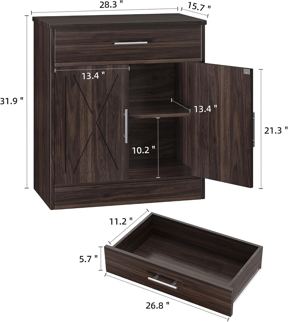 Shintenchi Farmhouse Storage Cabinets, Kitchen Barn Door Cabinet