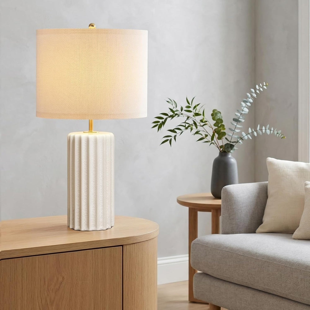 21" Modern Ceramic Table Lamp Set of 2 for Bedroom, Touch Control