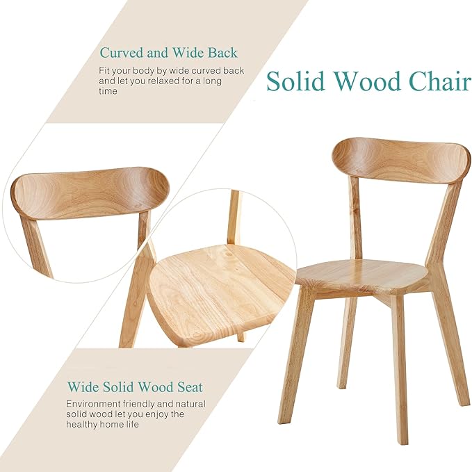 Wood Louis Dining Chairs Set of 4 Home Kitchen Modern Kitchen Chairs 100% Natural Solid Wood