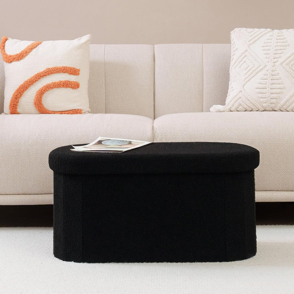 B FSOBEIIALEO 30" Folding Ottoman with Storage for Living Room, Black