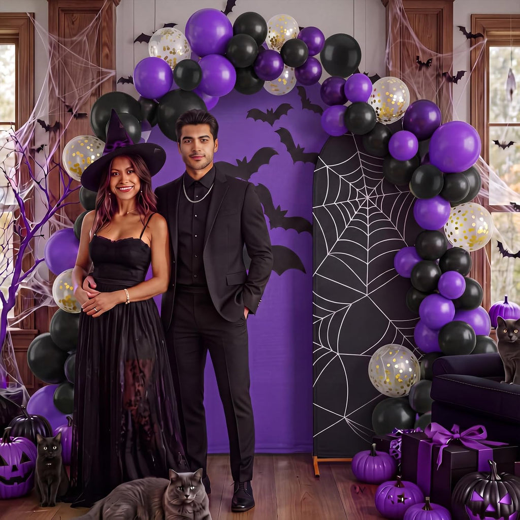 Purple 131 Pcs Arch Backdrop Cover with Balloons, Halloween
