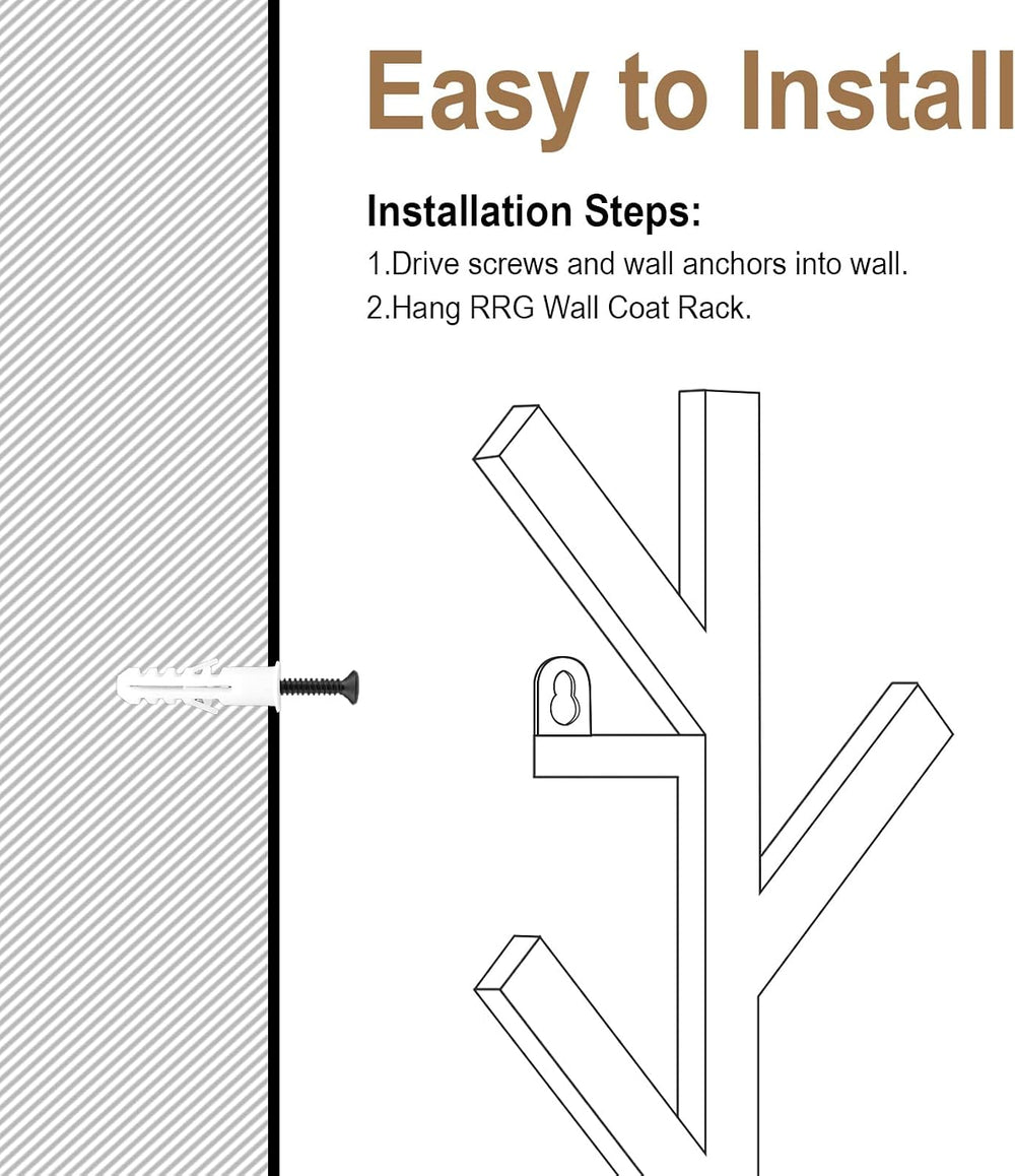 2 Pack Vertical Coat Rack Wall Mounted, Metal Vertical Hat Rack for Wall,