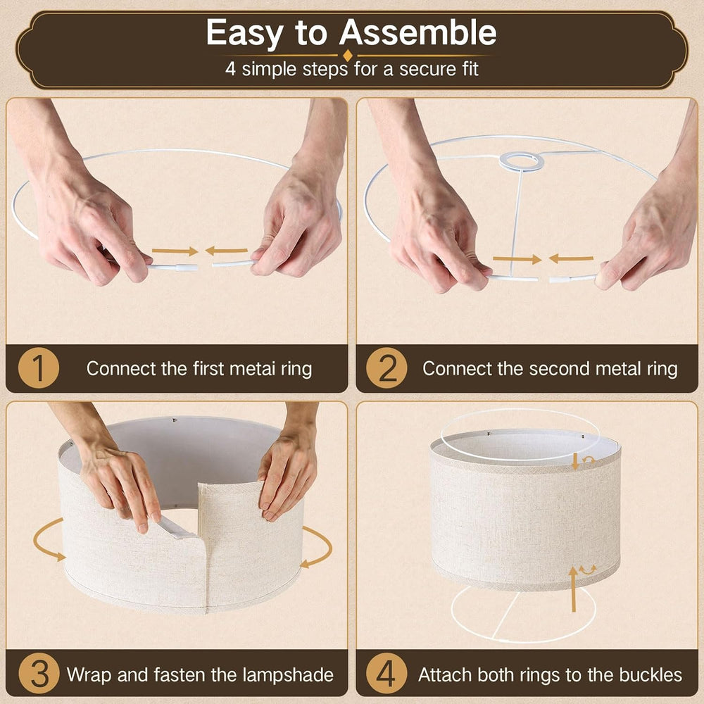OUTON Beige Large Drum Lamp Shade for Floor Lamps, 18.5" x 18.5" x ...