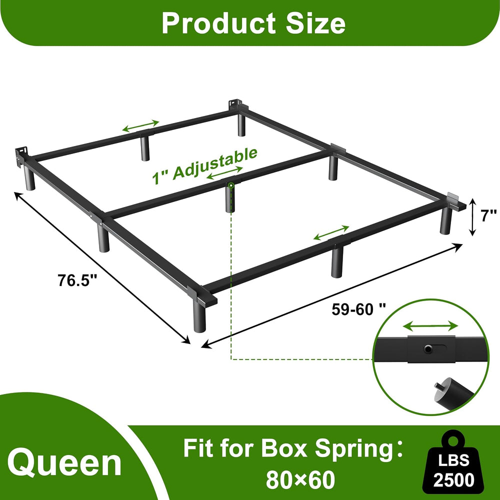 EMODA 7 Inch Queen Bed Frame for Box Spring and Mattress, Black