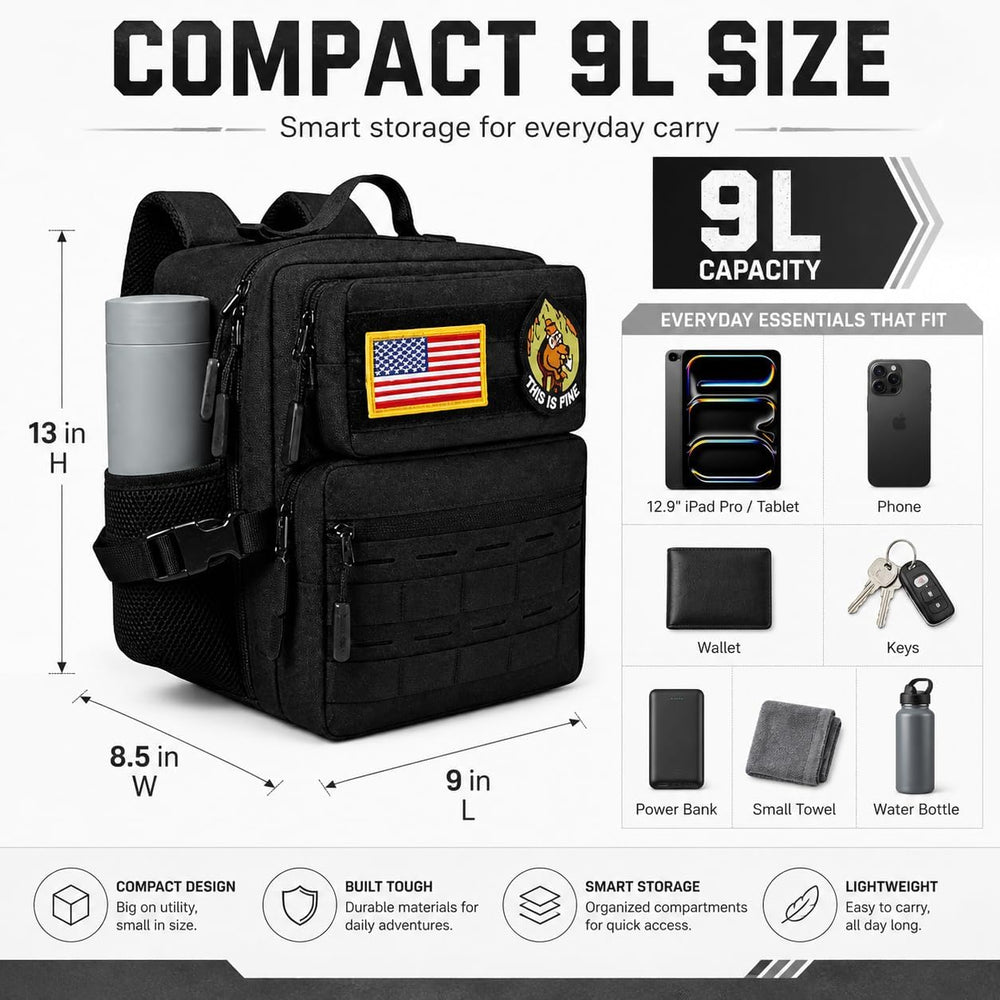 9L Mini Tactical Backpack Small Military Gym Bag for Men Women Molle Daypack ...