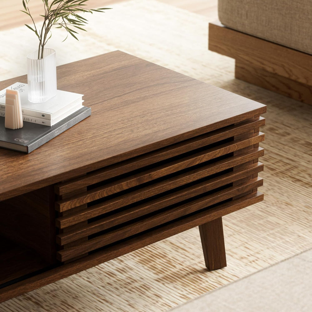 Furniway Mid Century Coffee Table Set, Living Room Table Set of 3 with Slidin...
