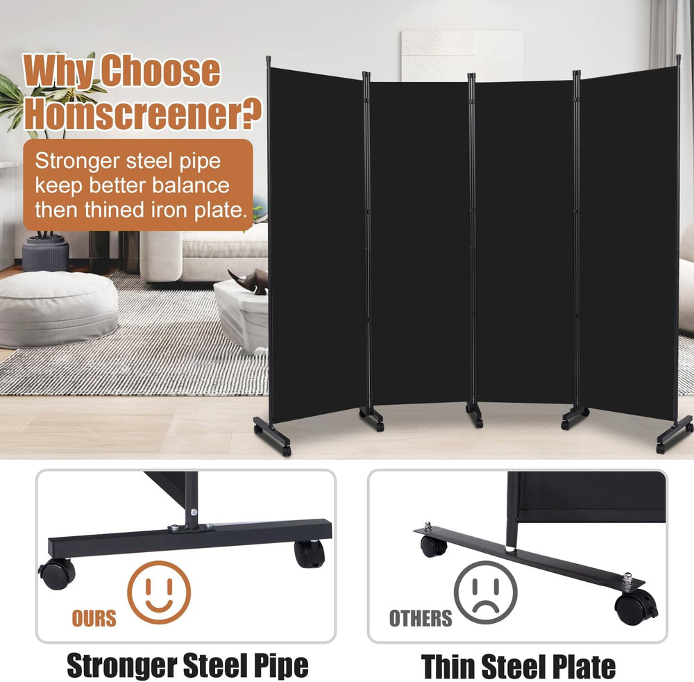 Room Divider 88'' Wide Folding Privacy Screens,4 Panel Wall Divider w...