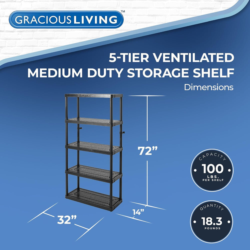 Gracious Living 5 Shelf Fixed Height Ventilated Medium Duty Storage Unit
