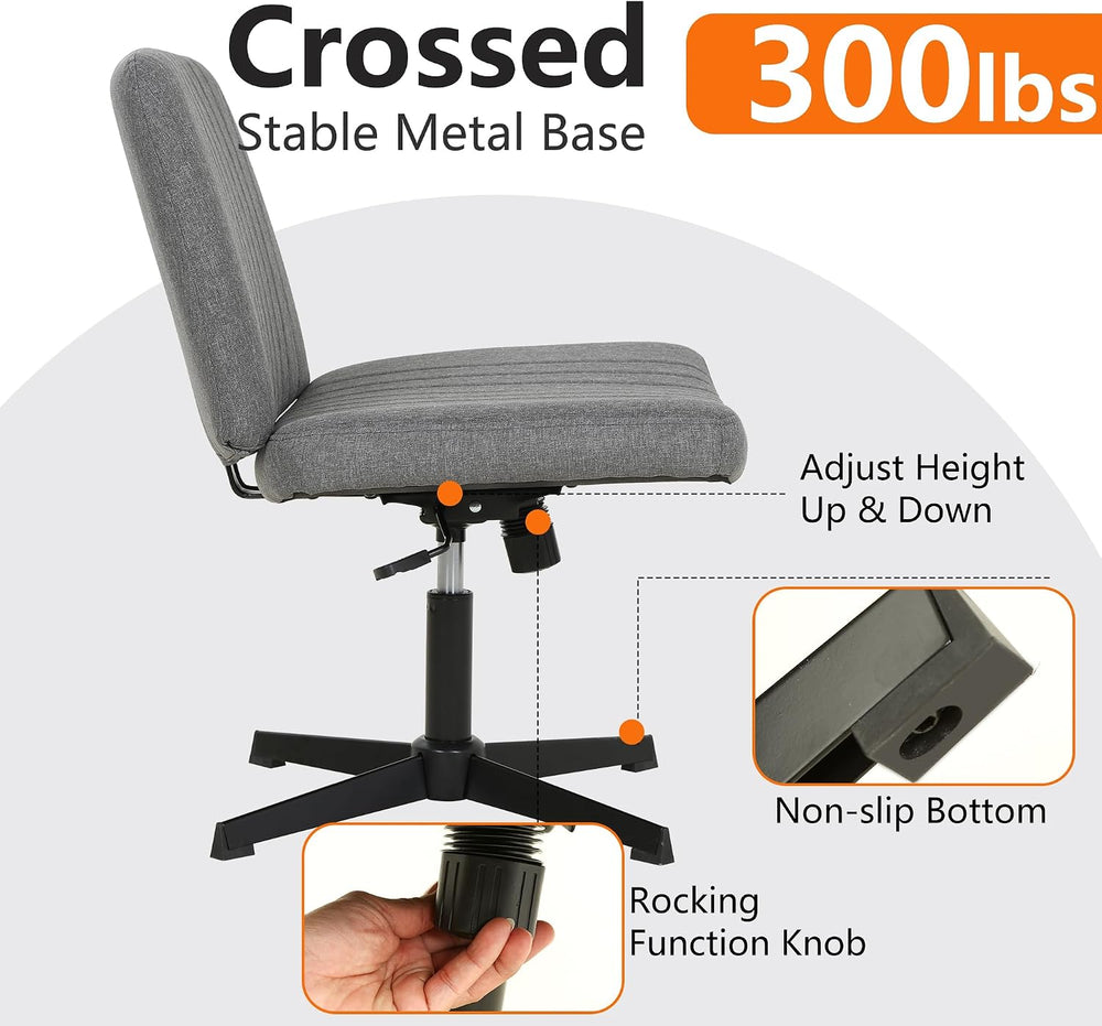 FDW | Criss Cross Chair Without Wheels | Grey | Armless Desk Chair