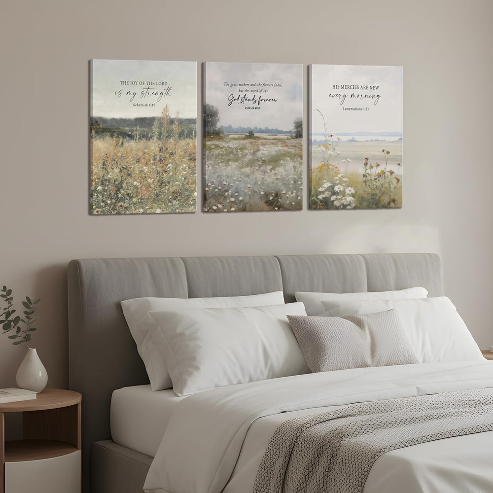 GJJXYCZF Christian Bible Verse Wall Art Jesus Scripture Floral Canvas Wall De...