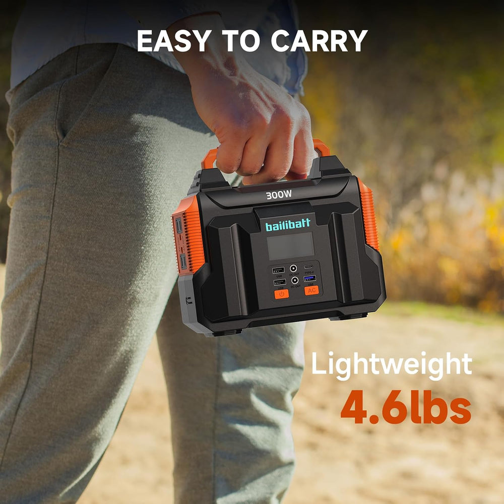 Bailibatt Portable Power Station 300W, 257Wh, 4.6lbs Solar Generator