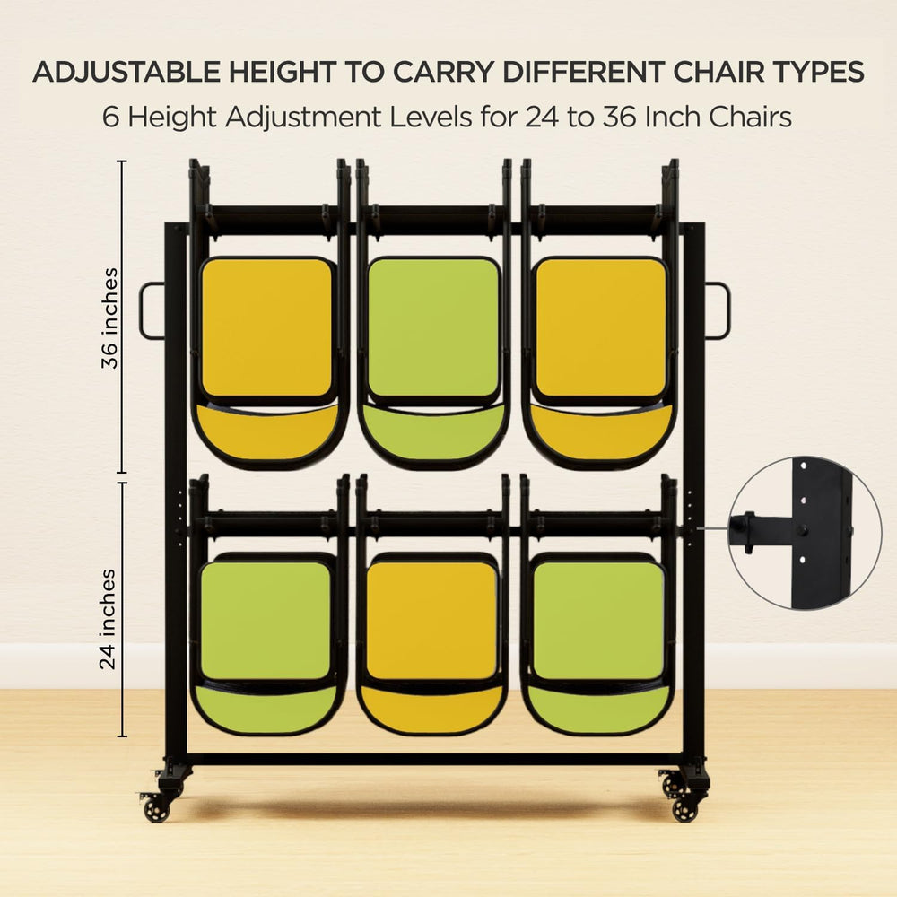 Folding Chair Rack Folding Chair Cart Storage Dolly with Wheels and Holder
