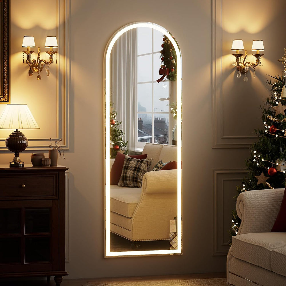 Easly 21"X56" LED Arched Full Length Mirror, Floor Mirror with Lights