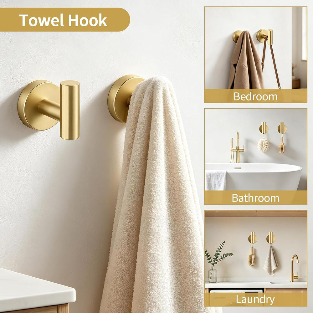 STWWO 5-Piece Gold Bathroom Accessories Set 24 Inch Bathroom Towel Bar