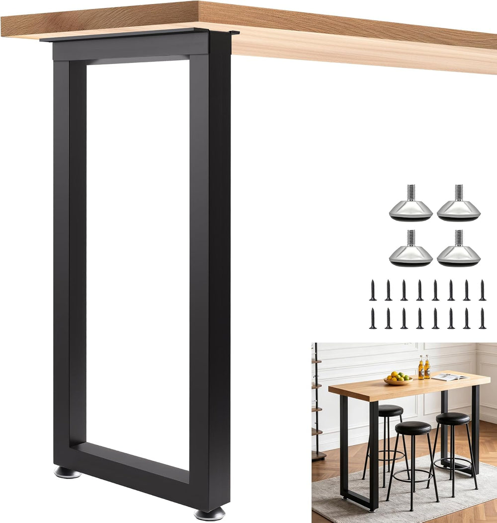 36 Inch Metal Bar Table Legs, Heavy Duty Steel Dining Table Legs with Adjusta...