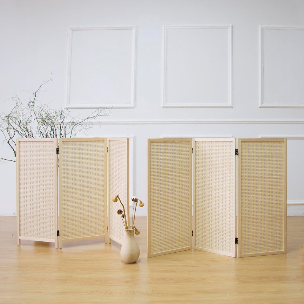 Furnnylane 3 Panel Room Divider and Folding Screen Divider,Two in One Detachable and Foldable Panel Divider for Room Separation,Beige,67" H x 46" W