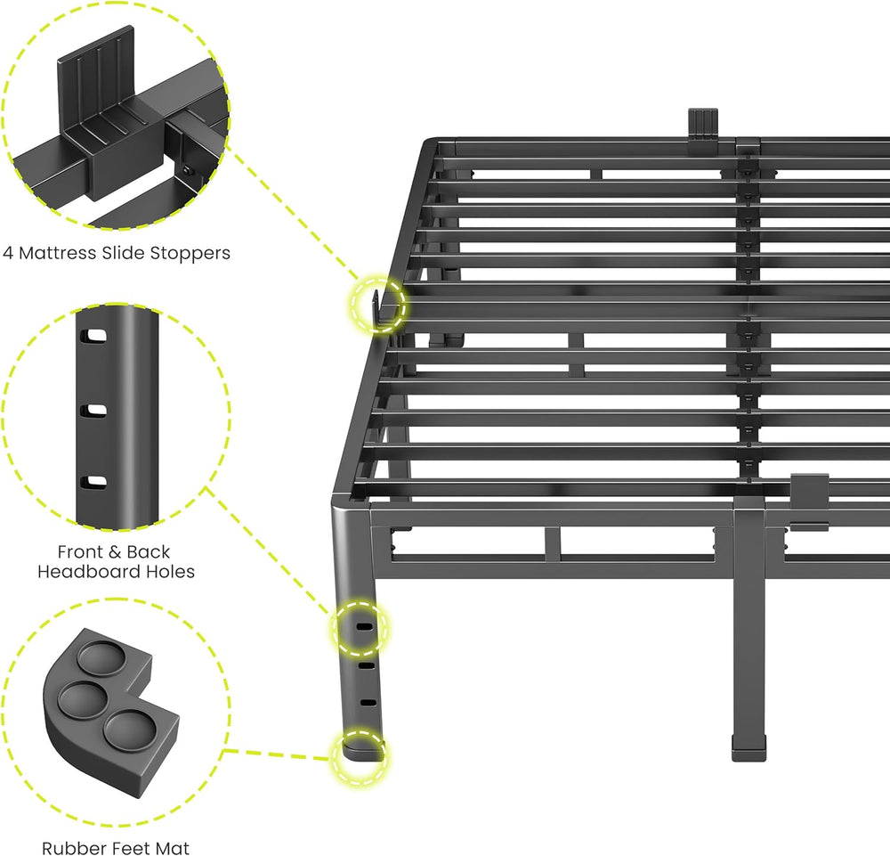 NKZ 2-in-1 Queen Size Metal Platform Bed Frame, 14 Inch Heavy Duty Bed Base
