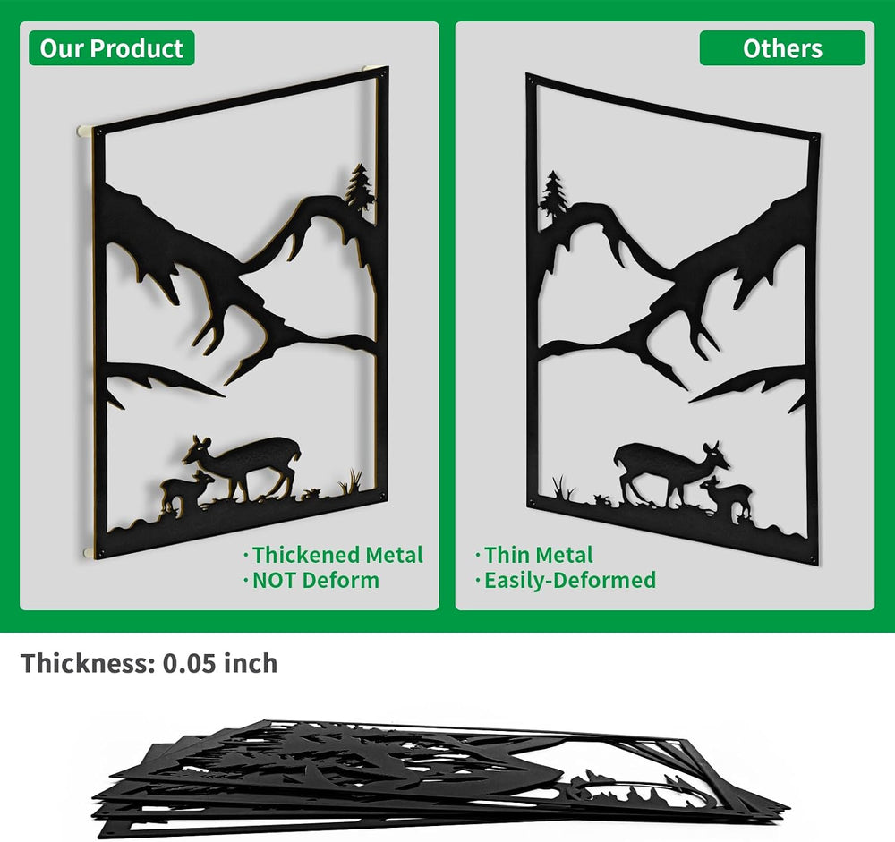LONGKING 4 Pack Metal Wall Art, Mountain Iron Wall Sculpture, Art Wall Décor ...