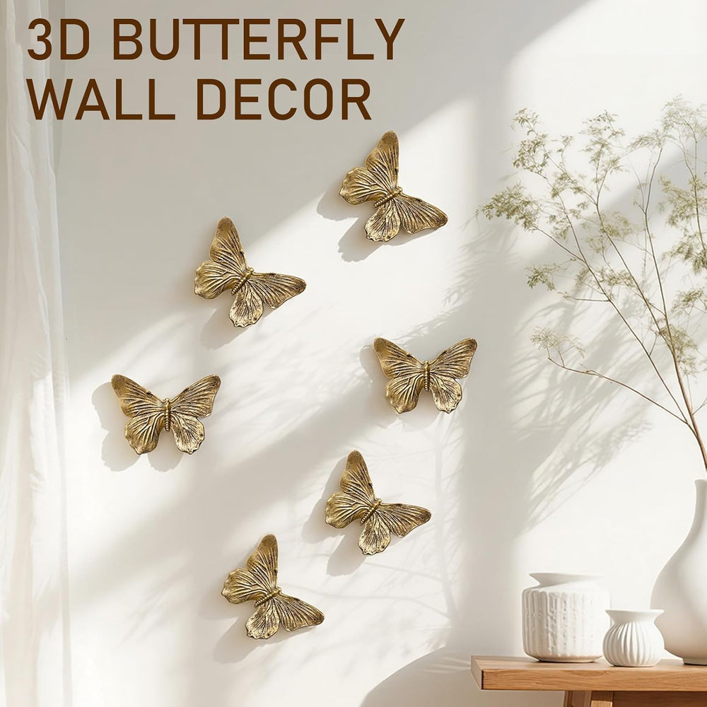 GUSFREUD 3D Butterfly Wall Decor Set – Resin Wall Decor for Living Room, Bedr...